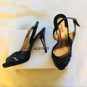 alfani black strappy gem heels
